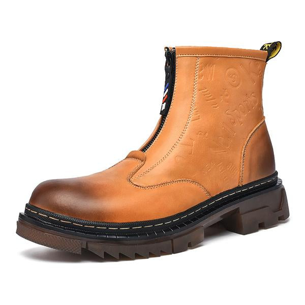 MEN'S THICK SOLED RETRO BOOTS WITH FRONT ZIPPER 69211001YL