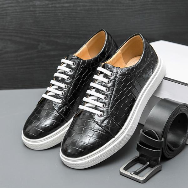 MEN'S STONE PATTERN LACE-UP CASUAL SNEAKERS 29660281S