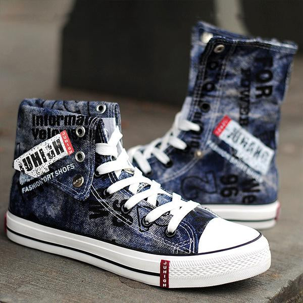 MEN'S RETRO STREET HIGH TOP CANVAS SHOES 47138877S