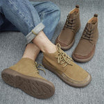 MEN'S RETRO SOFT-SOLED CASUAL LACE-UP BOOTS 71632708S