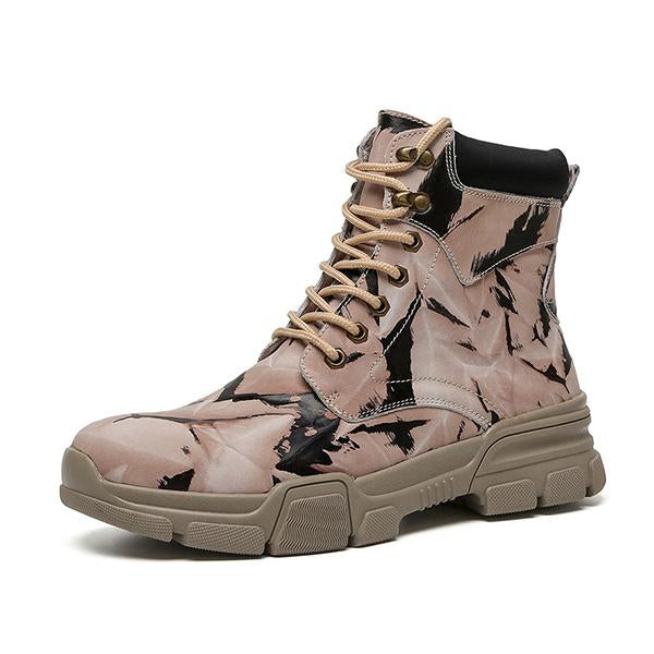 MEN'S STYLISH PRINTED LACE UP BOOTS 07190656YL