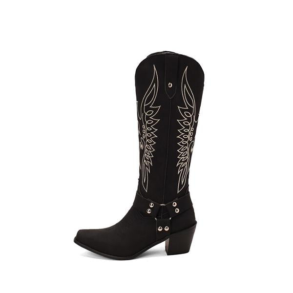 MEN'S POINTED EMBROIDERY RETRO KNIGHT BOOTS 08403687YL