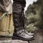 MEN'S LACE UP METAL SKULL BUCKLE DESIGN LACE UP BOOTS 70467166YL