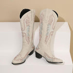 MEN'S POINTED EMBROIDERY THICK HEEL RETRO WESTERN BOOTS 96350662YL