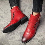 MEN'S STYLISH RIVET POINTED TOE CASUAL RETRO ANKLE BOOTS 38395405S