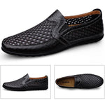 MEN'S BREATHABLE MESH FLAT BOTTOMED LEATHER SHOES 27915136YL