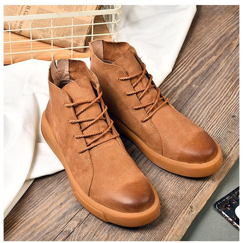 MEN'S RETRO CASUAL OUTDOOR LACE-UP BOOTS 32237337YL