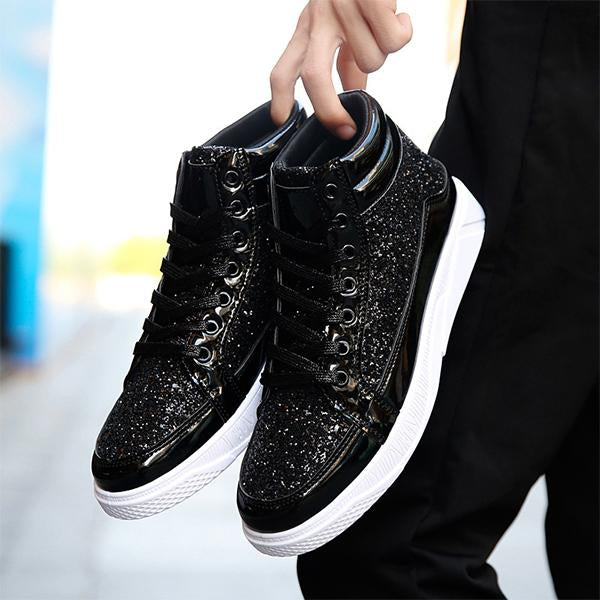 MEN'S STYLISH CASUAL SHINY HIGH-TOP SNEAKERS 59243087S