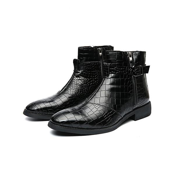 MEN'S FASHION CROCODILE PATTERN SIDE ZIPPER ANKLE BOOTS 75259248S