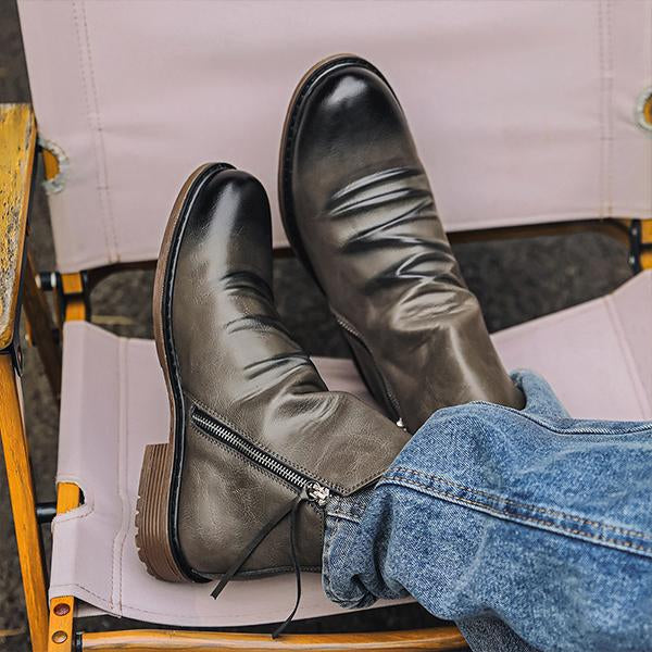 MEN'S CASUAL CHELSEA BOOTS WITH DOUBLE SIDE ZIP 38834175S