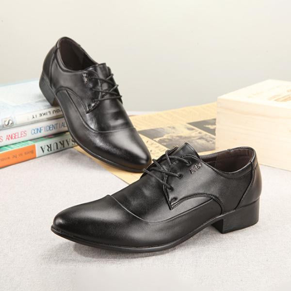 MEN'S SOLID COLOR LACE-UP BUSINESS DRESS SHOES 21332067S