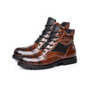 MEN'S VINTAGE IMITATION CROCODILE PATTERN LACE-UP BOOTS 43539400S