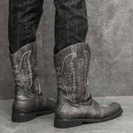 MEN'S RETRO SOLID COLOR EMBROIDERED WESTERN COWBOY BOOTS 91678757YL