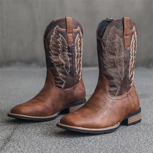 MEN'S STYLISH EMBROIDERED V-NECK WESTERN COWBOY BOOTS 98968982S