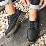 MEN'S RETRO TRENDY LACE-UP CASUAL WORK SHOES 13829634S