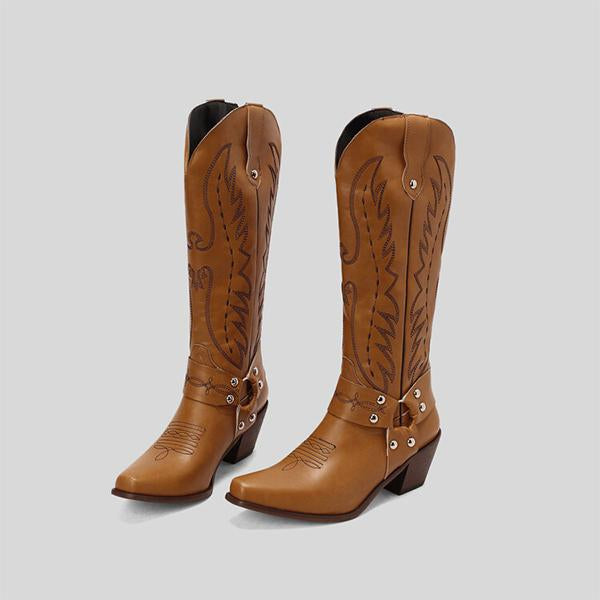 MEN'S THICK HEEL WESTERN EMBROIDERED COWBOY BOOTS 46864227YL