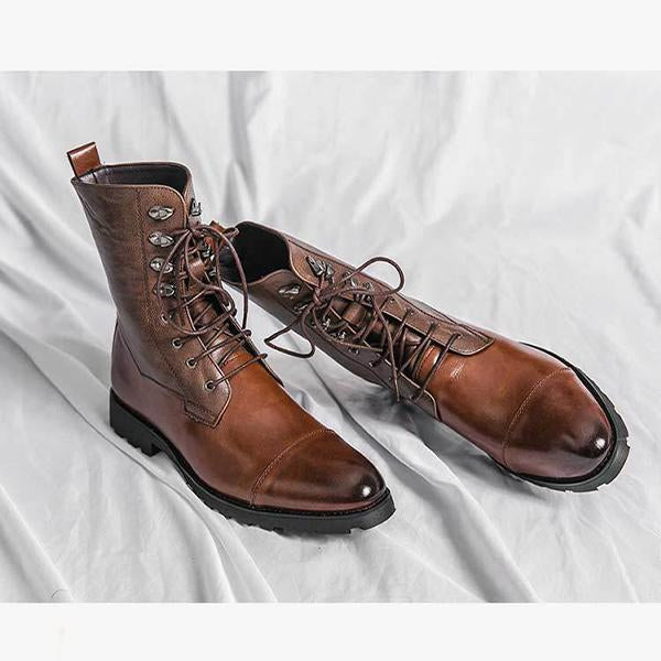 MEN'S RETRO PERSONALIZED LACE UP LEATHER BOOTS 63611355YL