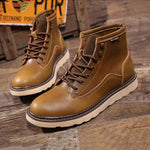 MEN'S RETRO LACE-UP THICK SOLE WORK STYLE BOOTS 86679249S