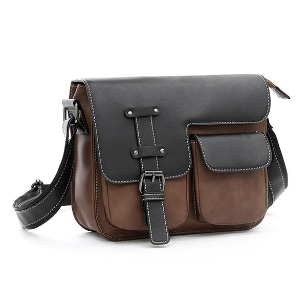 MEN'S MATTE LEATHER MULTI-POCKET MESSENGER BAG 06591414S