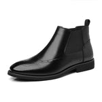 MEN'S RETRO PLUSH LINED BROGUE CHELSEA BOOTS 19772814S