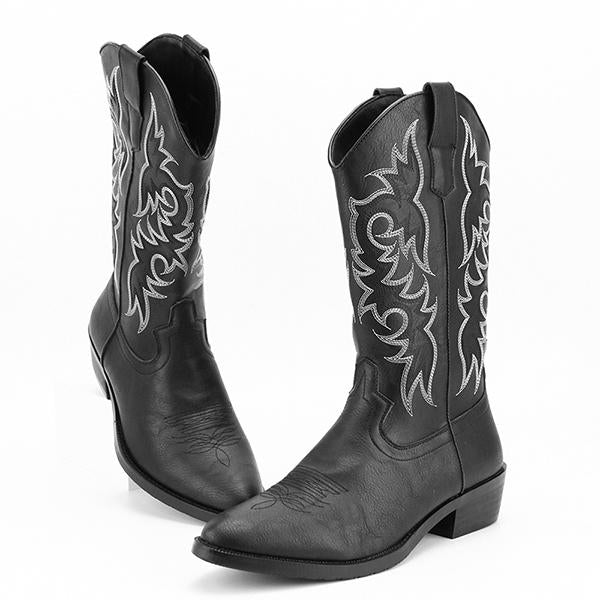 MEN'S RETRO POINTED EMBROIDERED COWBOY BOOTS 50092121YL