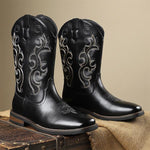 MEN'S SOLID COLOR EMBROIDERED COWBOY BOOTS 23229455YL