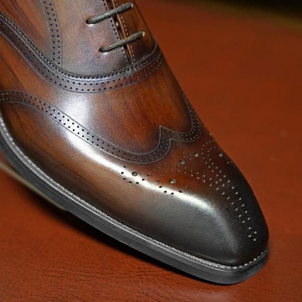 MEN'S FAUX WOODGRAIN BROGUE SQUARE TOE DRESS SHOES 32260216S