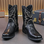 MEN'S WESTERN RETRO EMBROIDERED ANKLE BOOTS 87329814YL