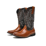 MEN'S RETRO EMBROIDERED LEATHER BOOTS 00575432YL