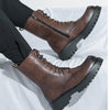 MEN'S RETRO SOLID COLOR LACE UP BOOTS 61039602YL