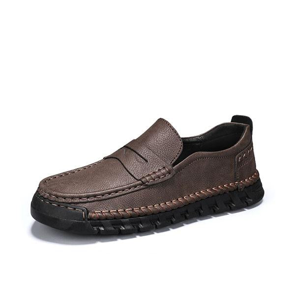 MEN'S HANDMADE STITCHING CASUAL LEATHER LOAFERS 87423750YL