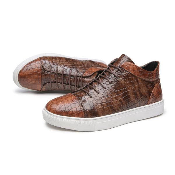 MEN'S CROCODILE PATTERN BUSINESS HIGH-TOP SNEAKERS 06290933S