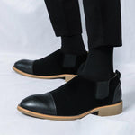 MEN'S SUEDE PATCHWORK SLIP-ON ANKLE BOOTS 12557788S