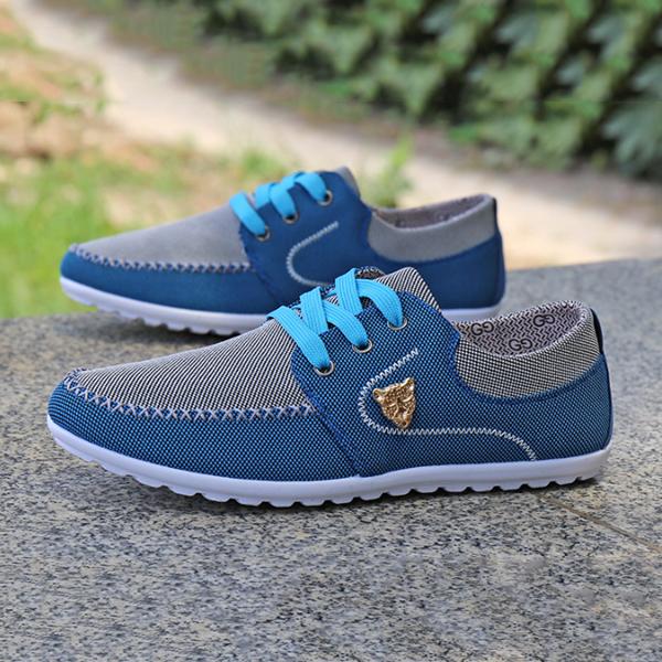 MEN'S CASUAL CONTRAST COLOR DRIVING CANVAS SHOES 39953224S