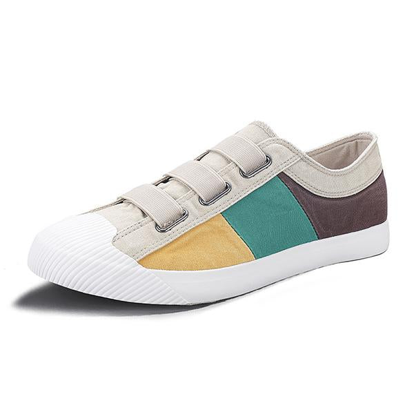 MEN'S CASUAL CONTRAST COLOR SLIP-ON CANVAS SHOES 76427249S