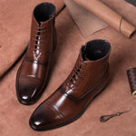 MEN'S FASHION SIDE ZIPPER BROGUE VINTAGE ANKLE BOOTS 16752214S