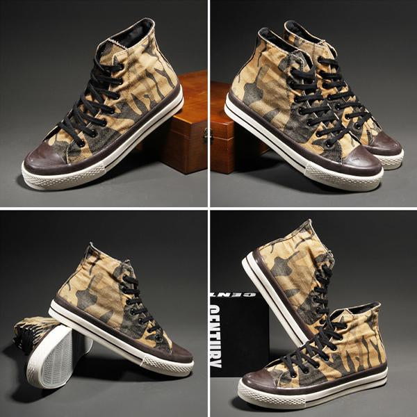 MEN'S CLASSIC LACE-UP RETRO CAMOUFLAGE CANVAS SHOES 61198095S