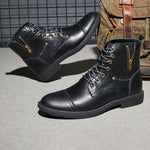 MEN'S RETRO SIDE ZIPPER DECORATED LACE-UP BOOTS 27653194S