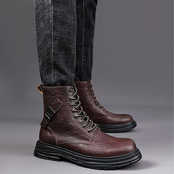 MEN'S RETRO LACE UP CASUAL LEATHER BOOTS 81247603YL