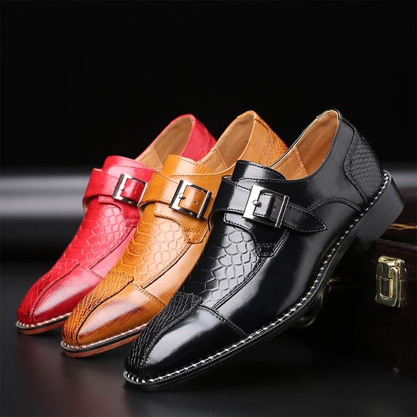 MEN'S SIDE BUCKLE CASUAL CROCODILE PATTERN DRESS SHOES 51829149S