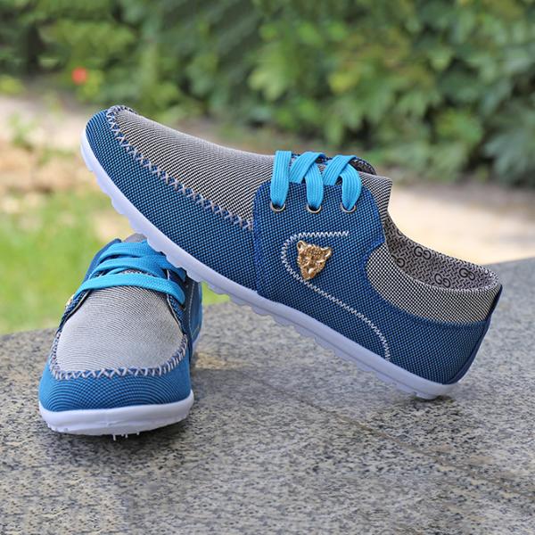 MEN'S CASUAL CONTRAST COLOR DRIVING CANVAS SHOES 39953224S