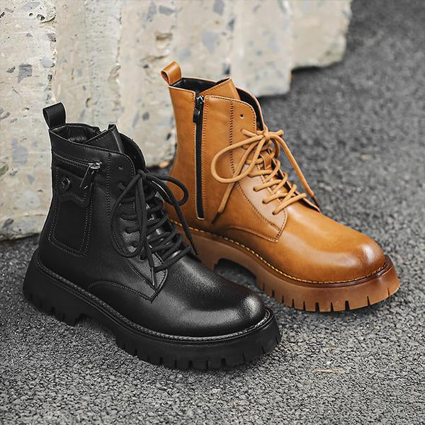 MEN'S CASUAL THICK-SOLED LACE-UP POCKET BOOTS 29655135S