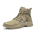 MEN'S LACE-UP THICK-SOLED VINTAGE CAMOUFLAGE BOOTS 19262647S