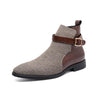 MEN'S PATCHWORK COLOR CONTRASTING BUCKLE DESIGN CHELSEA BOOTS 92571100YL