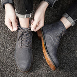 MEN'S RETRO RUBBER SOLE WEAR-RESISTANT LACE-UP BOOTS 70436186S