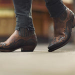 MEN'S RETRO POINTED TOE CHUNKY HEEL COWBOY BOOTS 85754934S