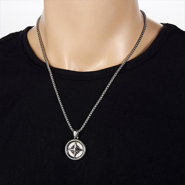 MEN'S FASHION COMPASS ROUND NECKLACE 34005551S