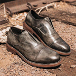 MEN'S FLAT ROUND TOE VINTAGE LEATHER SHOES 14771203S