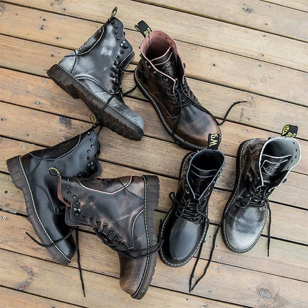 MEN'S SKULL RETRO DESIGN LACE UP BOOTS 36859763YL