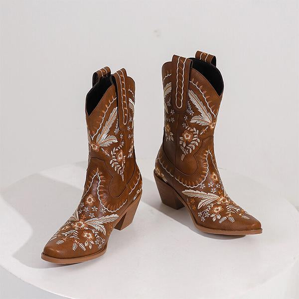 MEN'S POINTED RETRO EMBROIDERED BOOTS 14016538YL